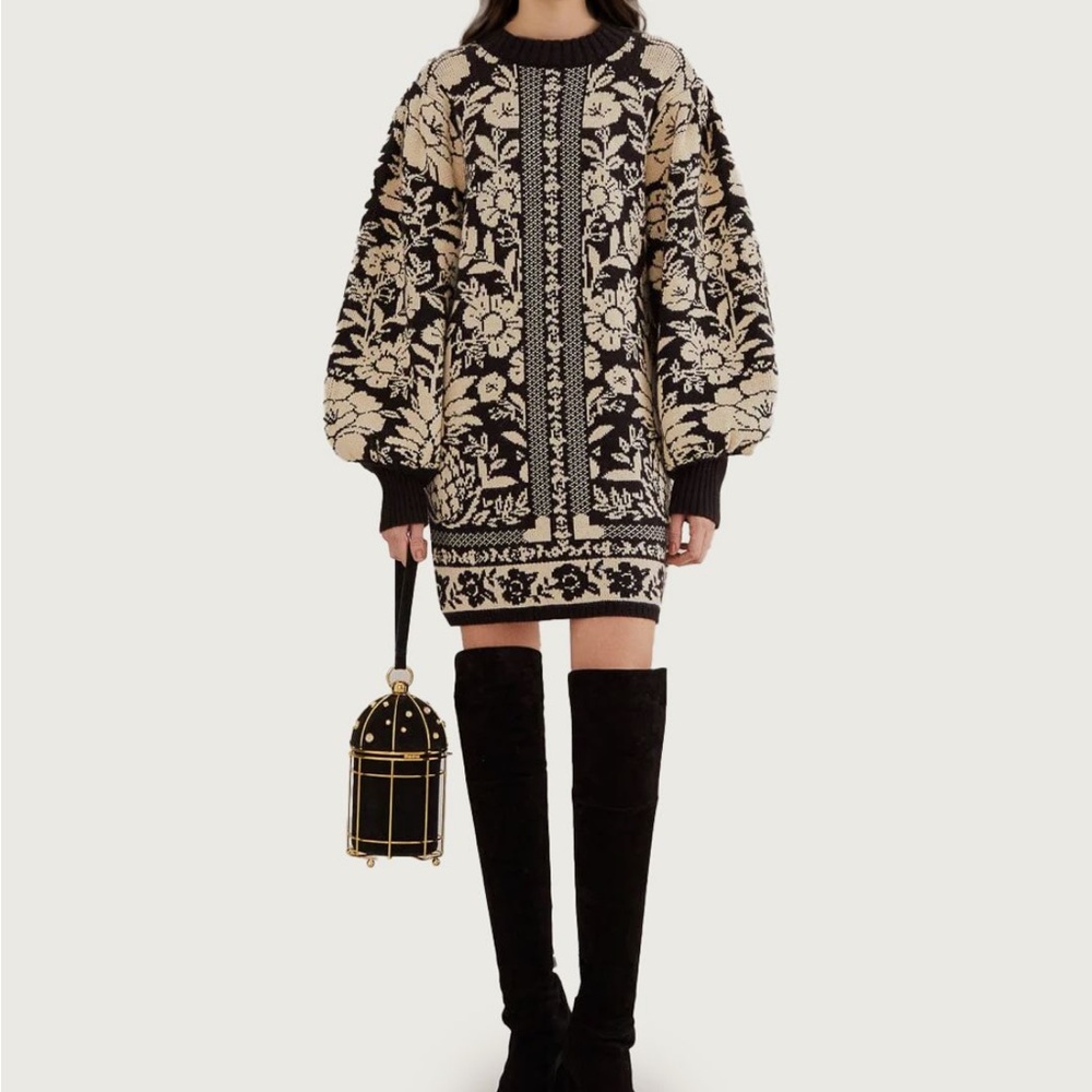 Farm Rio Pineapple mini sweater dress